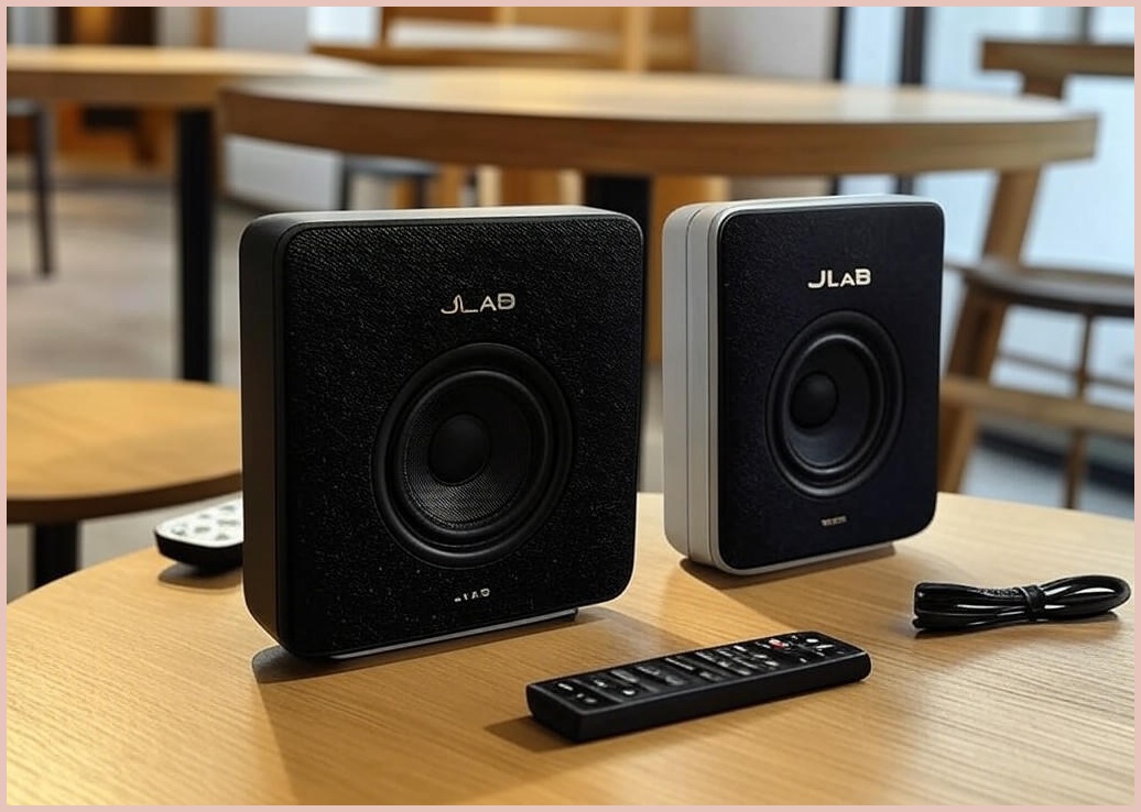 JLAB 블루투스 매장용 카페 매장 업소용 벽걸이 미니 앰프 스피커 2개+리모콘+PC선 1.5M+스피커케이블 20M - 이미지 1